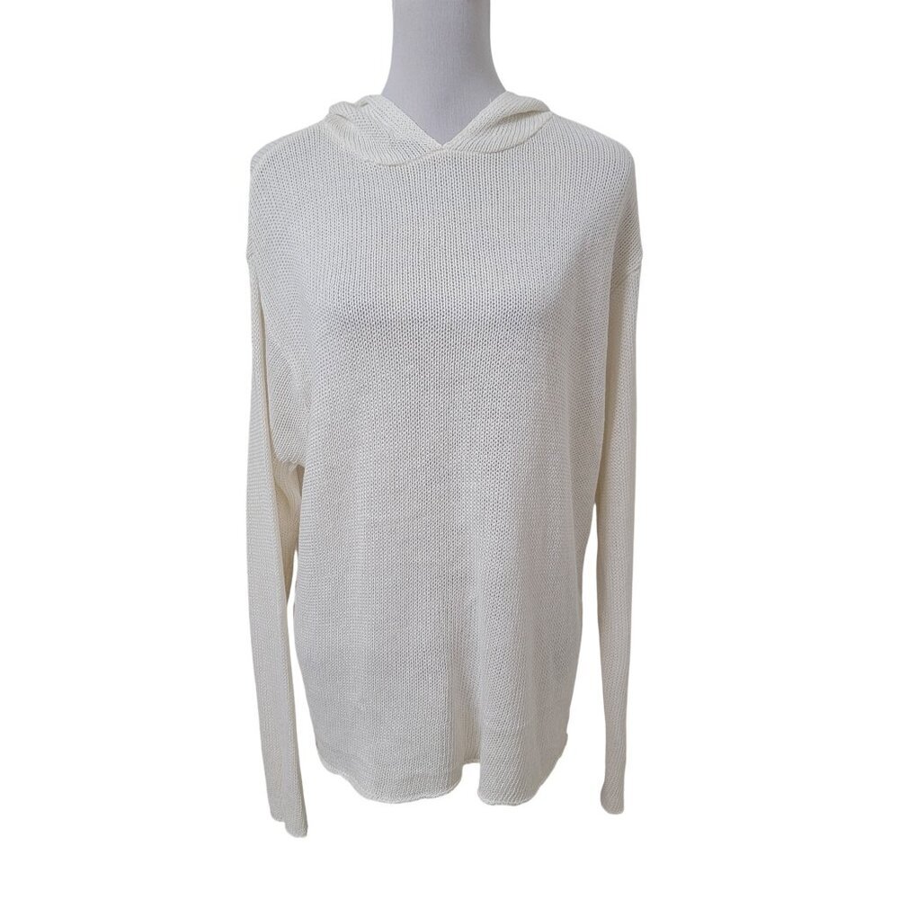 Gap Size XL Off-White Knit Hooded Sweater. Linen Blend. Excellent Used Condition